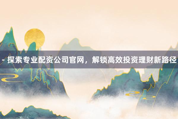 - 探索专业配资公司官网，解锁高效投资理财新路径