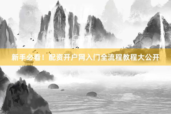 新手必看！配资开户网入门全流程教程大公开