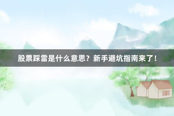 股票踩雷是什么意思？新手避坑指南来了！