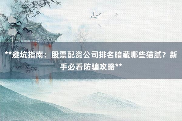 **避坑指南：股票配资公司排名暗藏哪些猫腻？新手必看防骗攻略**