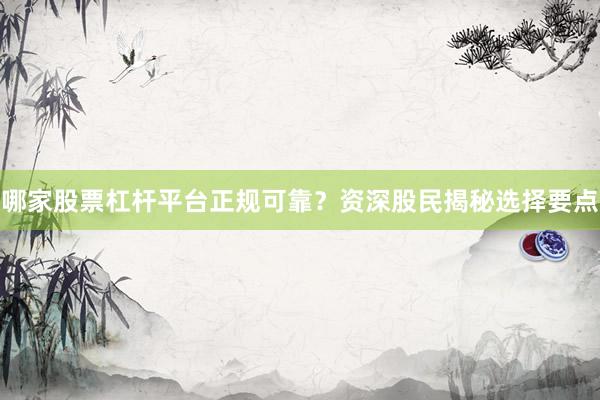哪家股票杠杆平台正规可靠？资深股民揭秘选择要点