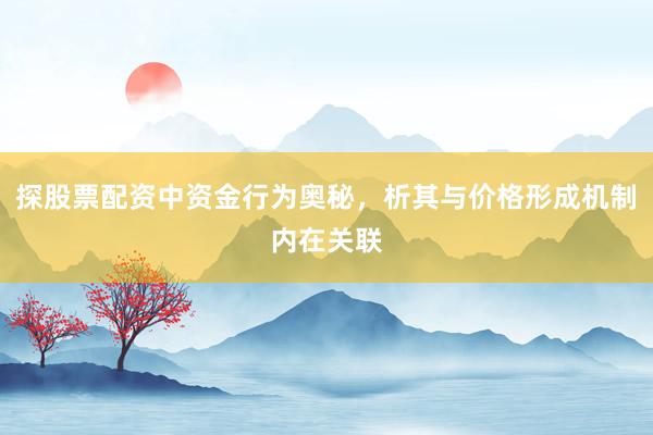 探股票配资中资金行为奥秘，析其与价格形成机制内在关联