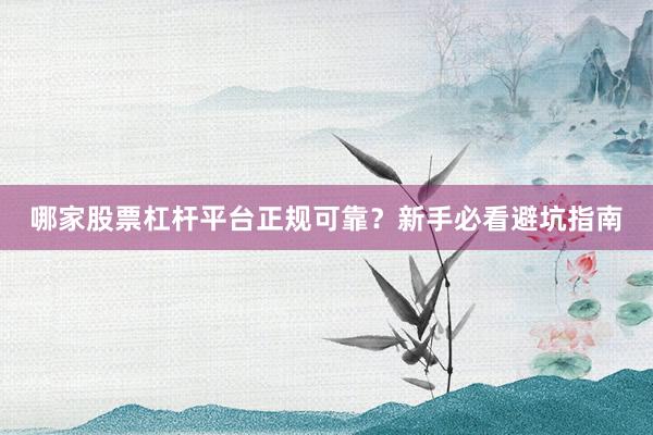 哪家股票杠杆平台正规可靠？新手必看避坑指南
