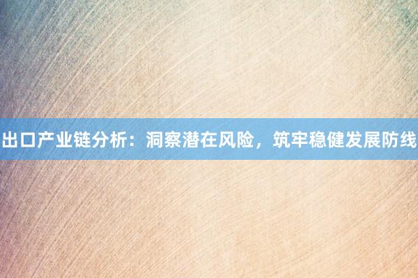 出口产业链分析：洞察潜在风险，筑牢稳健发展防线