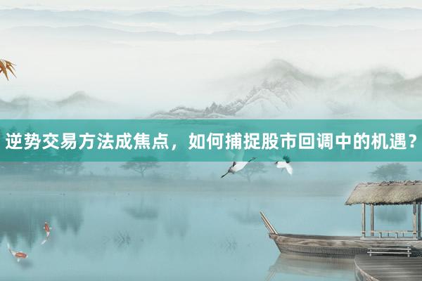 逆势交易方法成焦点，如何捕捉股市回调中的机遇？