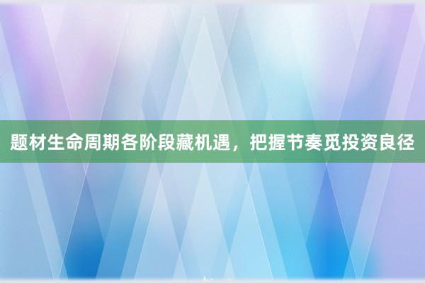 题材生命周期各阶段藏机遇，把握节奏觅投资良径